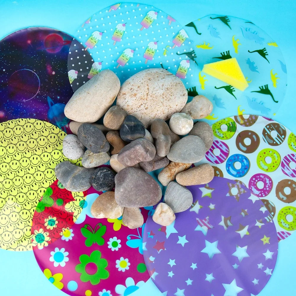 Hydro Dip Rock Art Kit 2lbs Smooth Stones 8 Vibrant Transfer Sheets Creative DIY Activity Kids and Adults