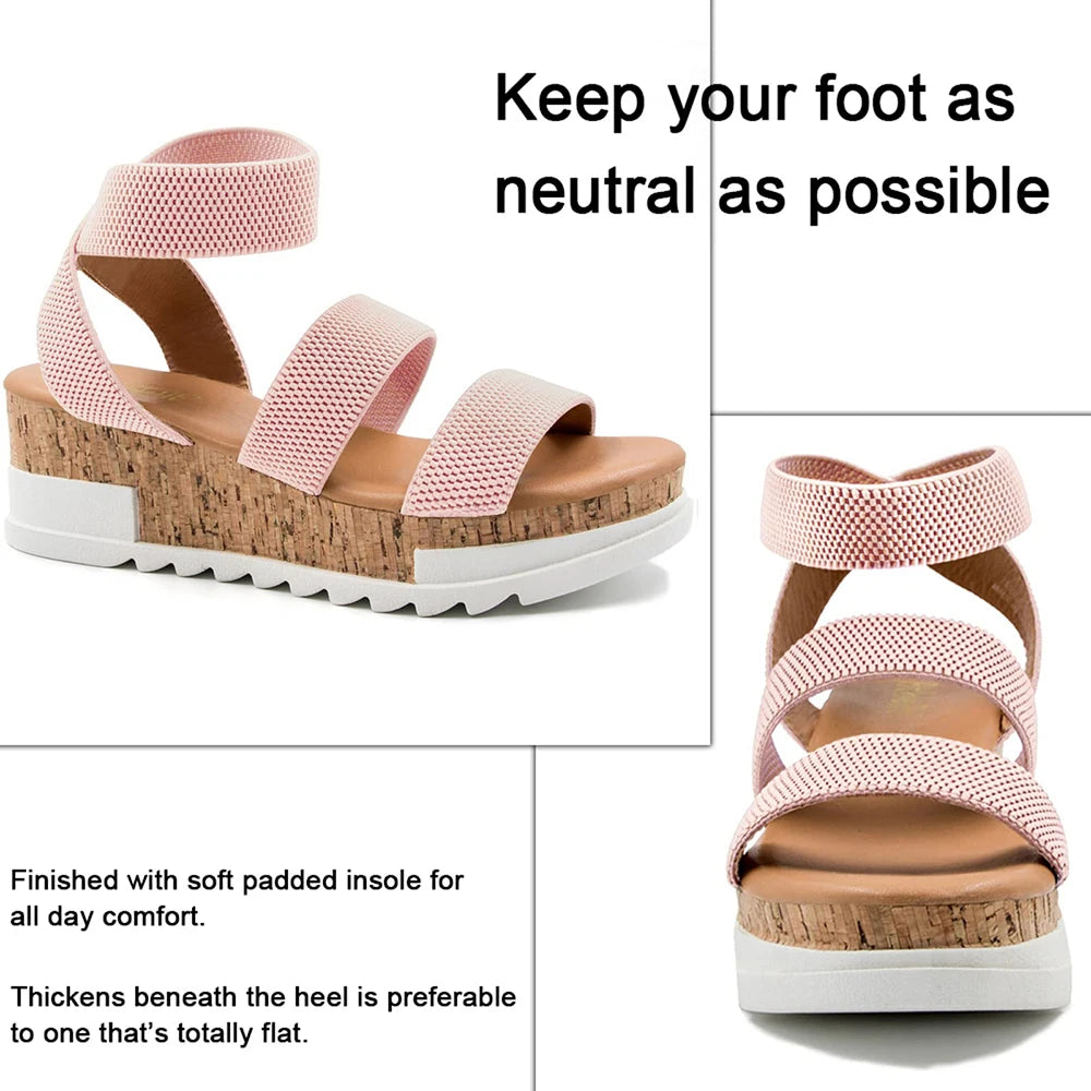 Summer Women's Casual Wedge Sandals with Cork Platform