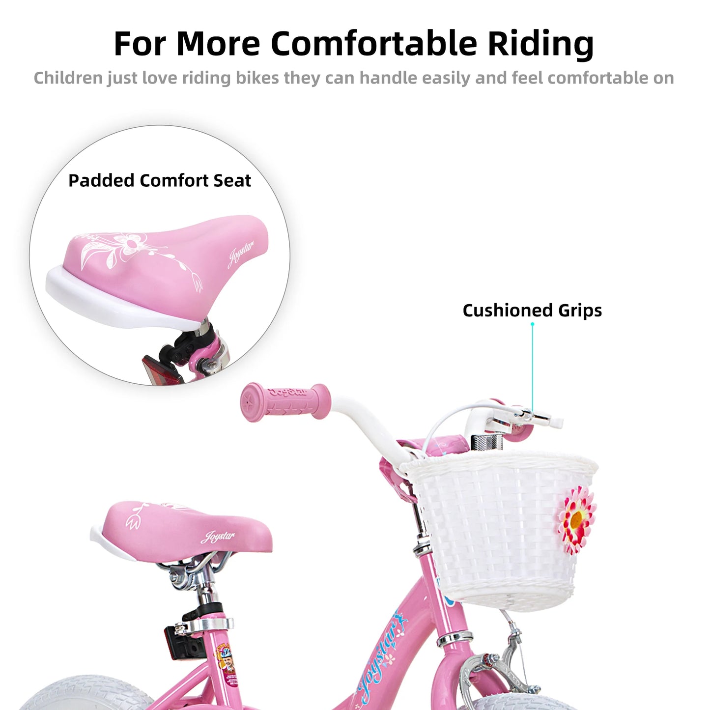 JOYSTAR Girls Bike With Training Wheels Handbrake And Basket