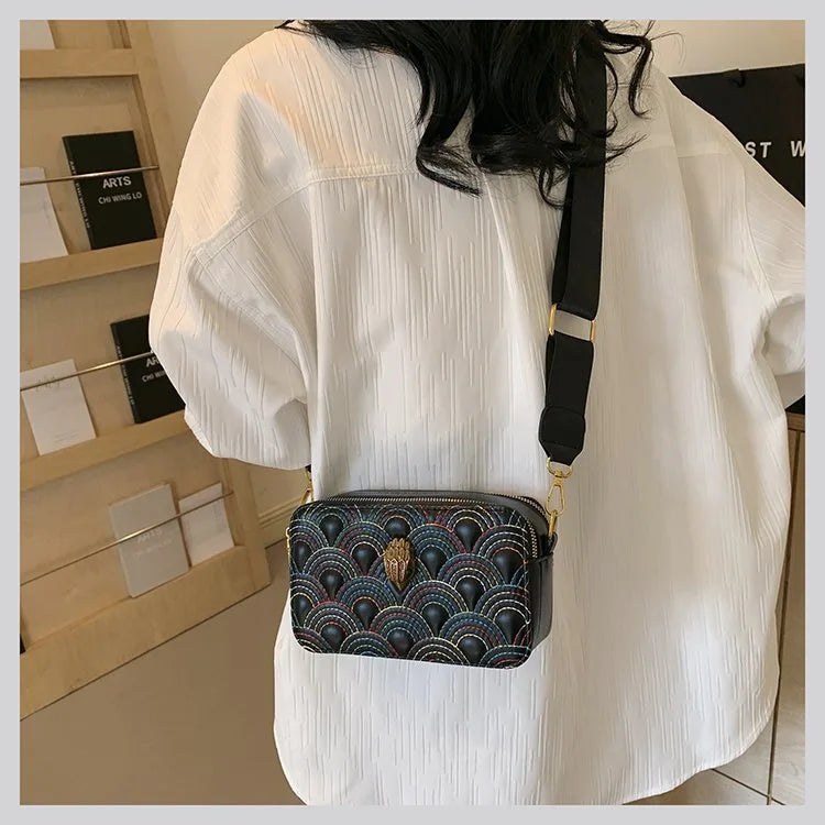 Guangdong Designer Carved Wide Strap Camera Square Crossbody Bag