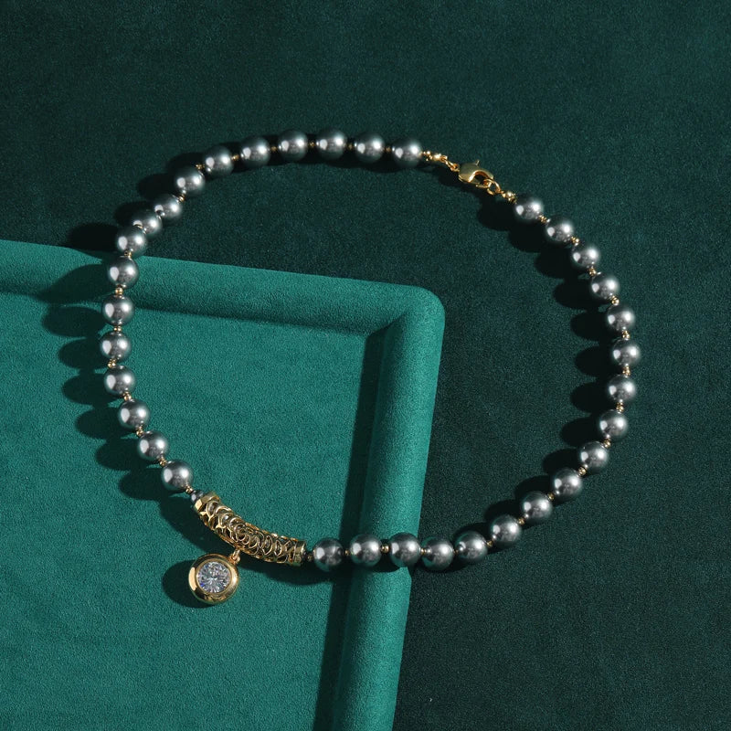Love Green Pearl Necklace Zircon Pendant Designer Jewelry