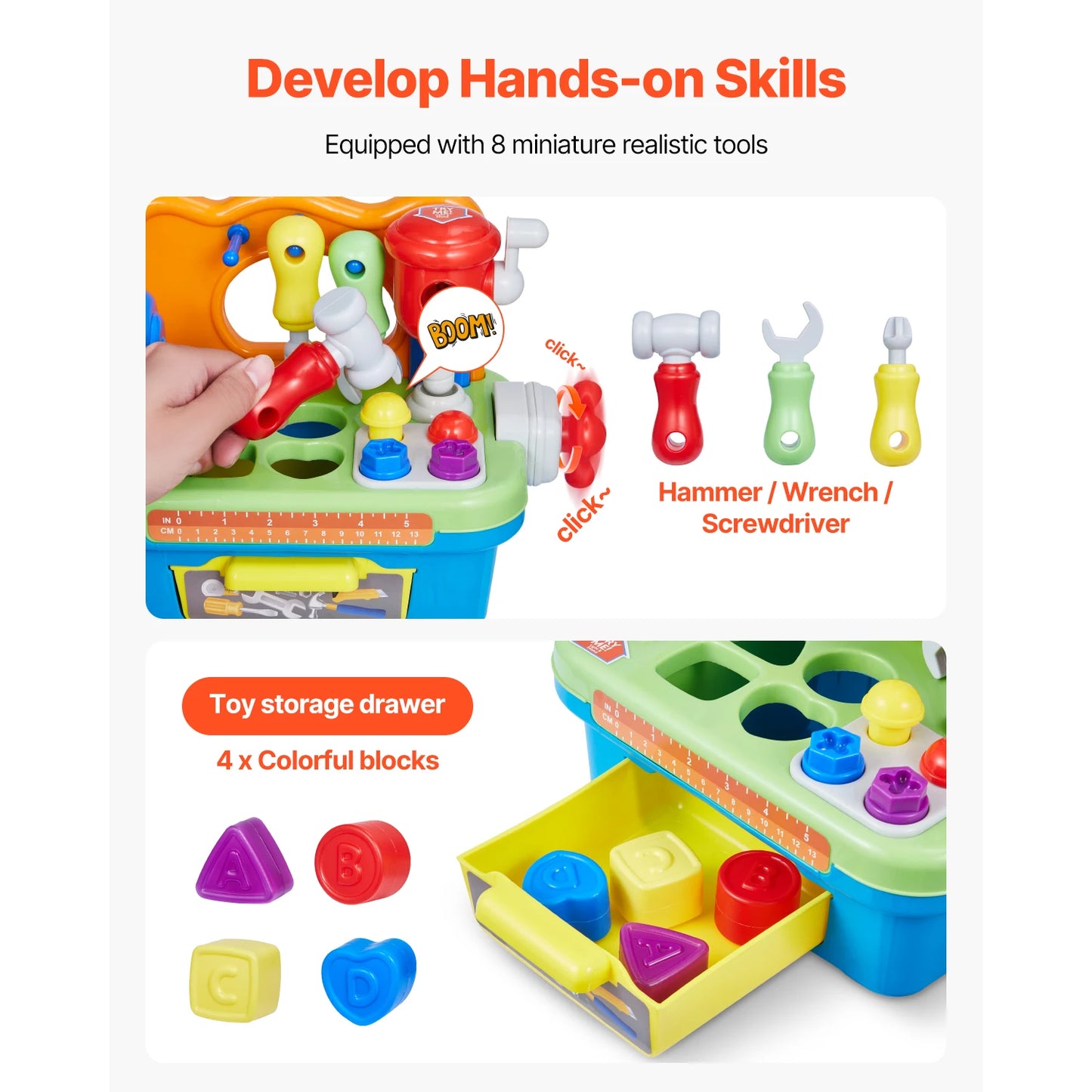 Vevor Kids Musical Workbench Toy With Lights And Sounds
