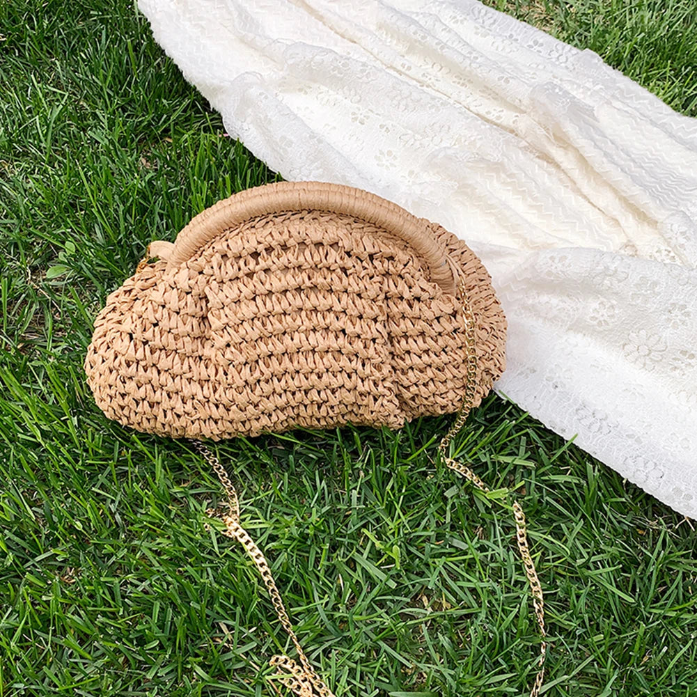 HebeiChic Handmade Straw Woven Crossbody Shoulder Bag For Women