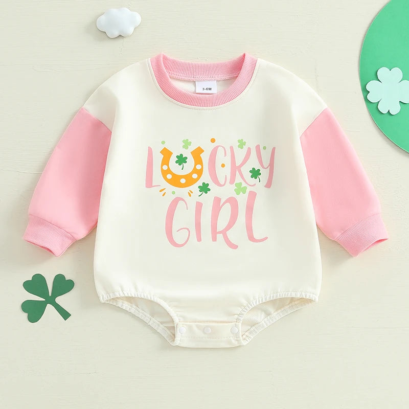 Guangdong Toddler Jumpsuit Clover Print St Patrick Day Romper