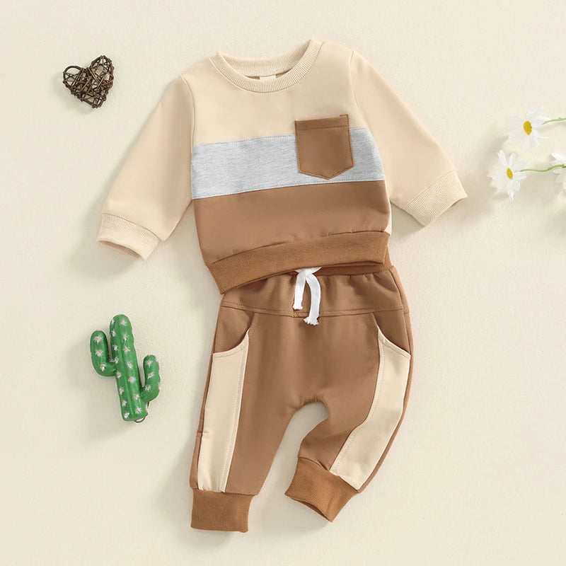 Pudcoco Toddler Boy Hooded Sweatshirt and Jogger Pants Set