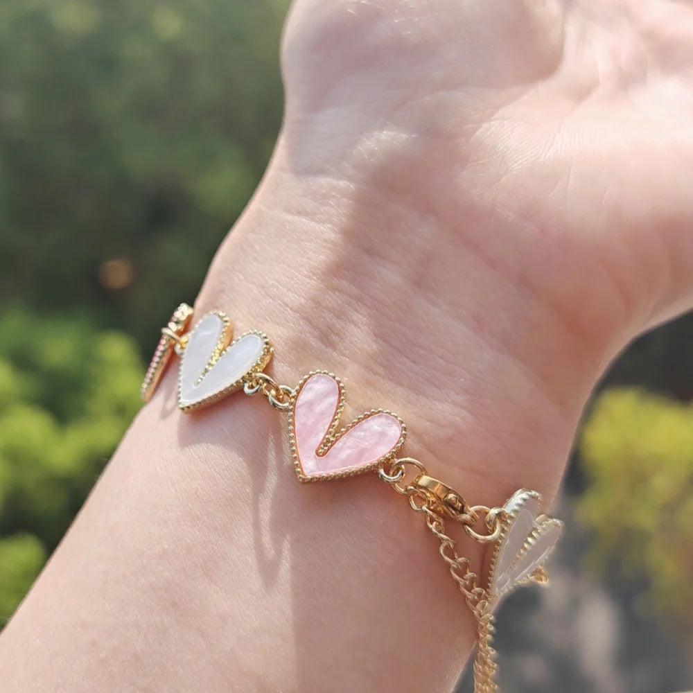WinWinWinCN Heart Charms Custom Name Bracelet Necklace