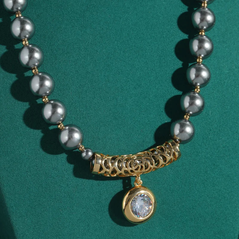 Love Green Pearl Necklace Zircon Pendant Designer Jewelry