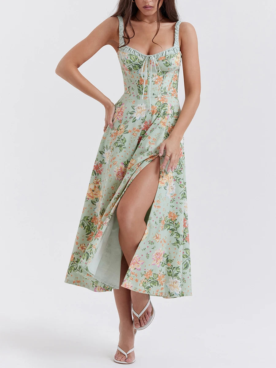 Women Summer Floral Print Backless Midi Dress for Every Occasion