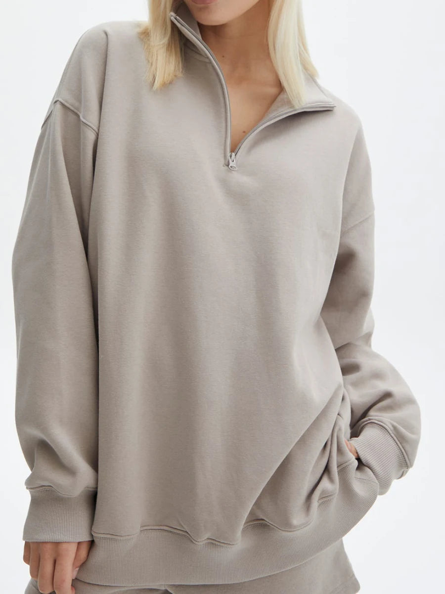 Women's Zipped Sweatshirt and Shorts Activewear Fall Outfit Set