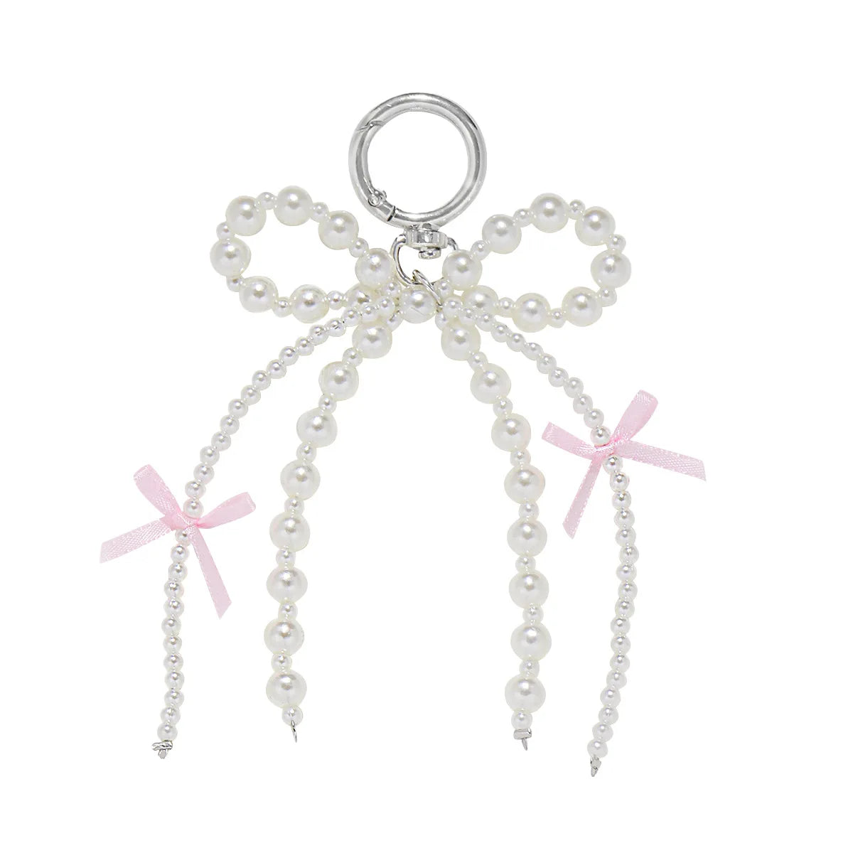 Pearl Bow Keychain Heart Pendant For Girl Bag Accessory