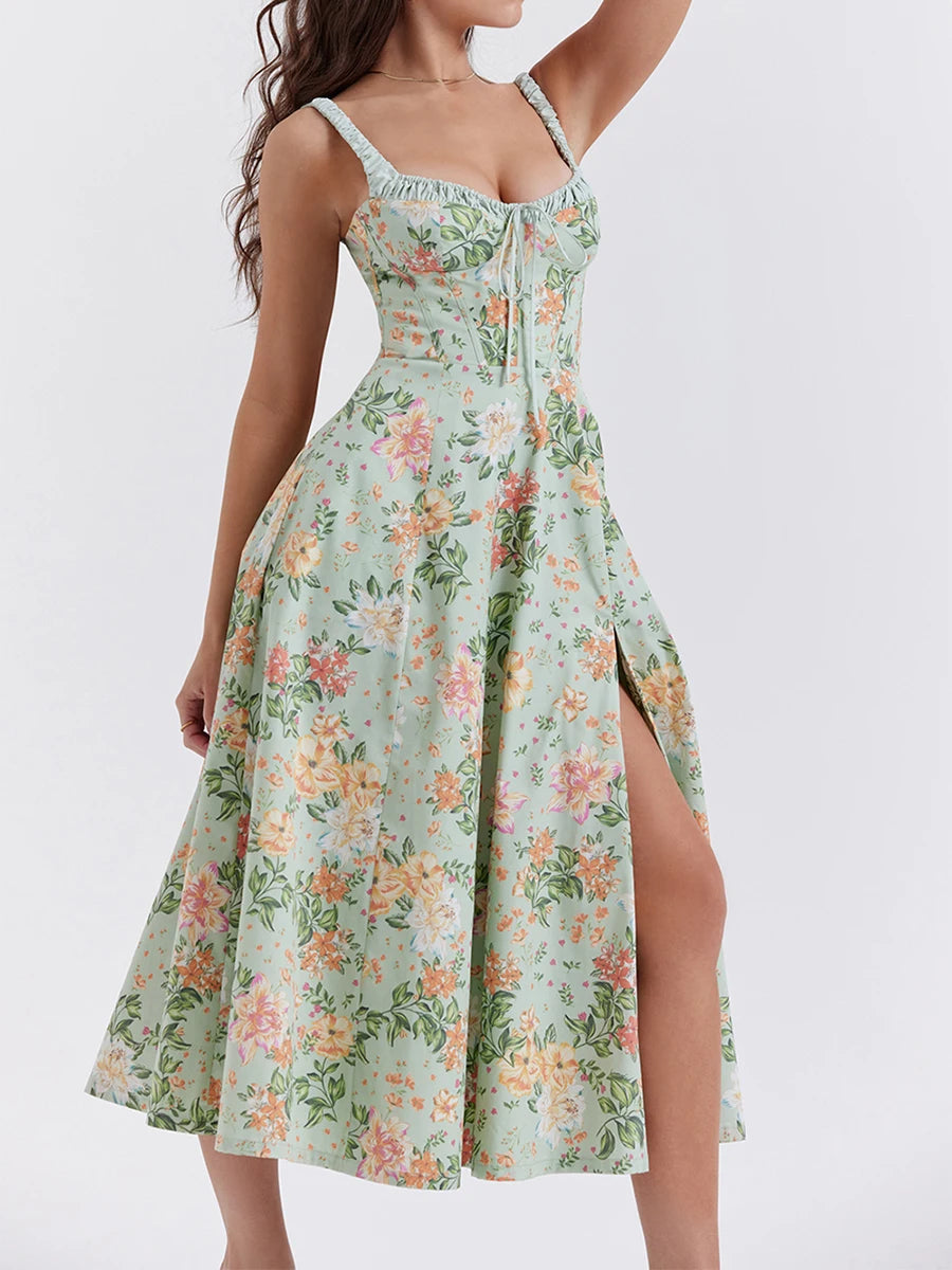 Women Summer Floral Print Backless Midi Dress for Every Occasion