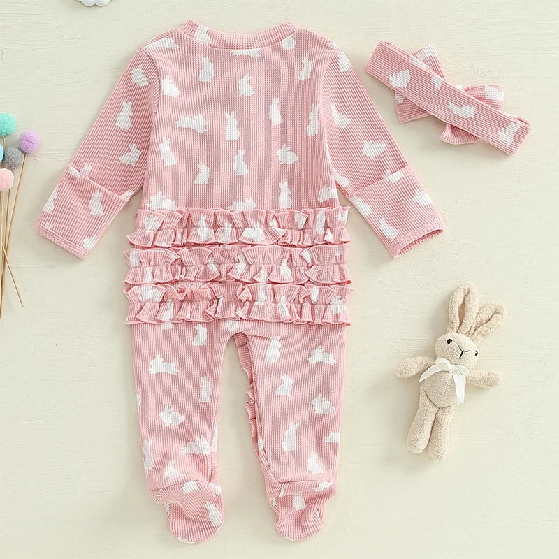 Infant Bunny Footed Romper And Headband Easter Set