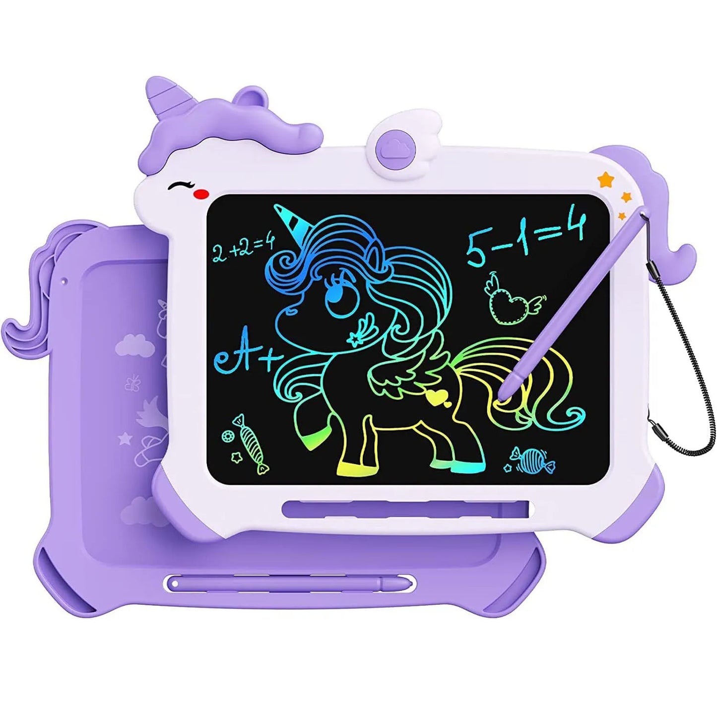 Unicorn LCD Writing Tablet for Kids, 8.5-inch Mess-Free Drawing Pad, Eye Protection Screen, Reusable Doodle Board for 3-7 Year