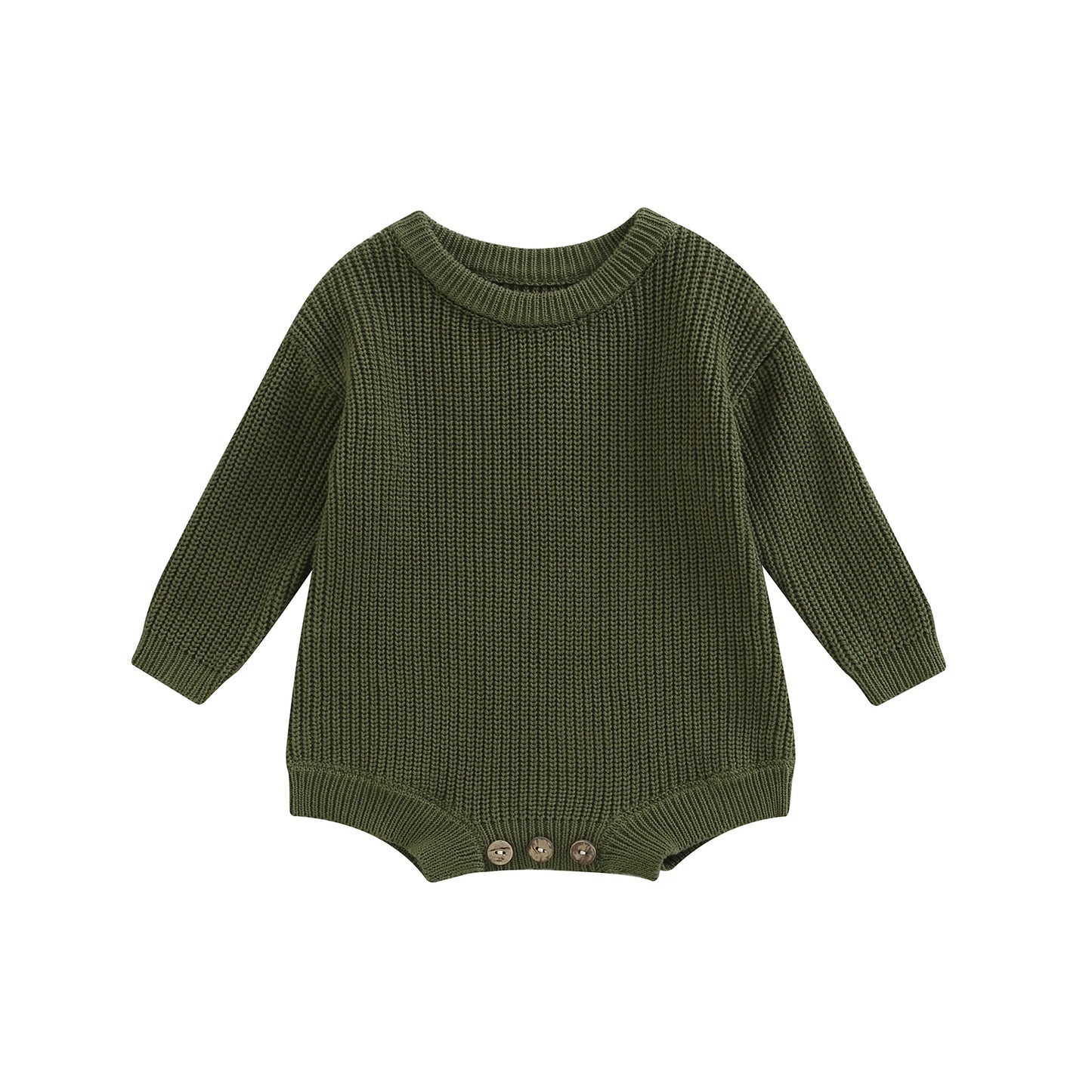 Infant Knit Jumpsuit with Long Sleeves and Round Neckline Solid Color Baby Romper Sweater Bodysuit for Cozy Outfit
