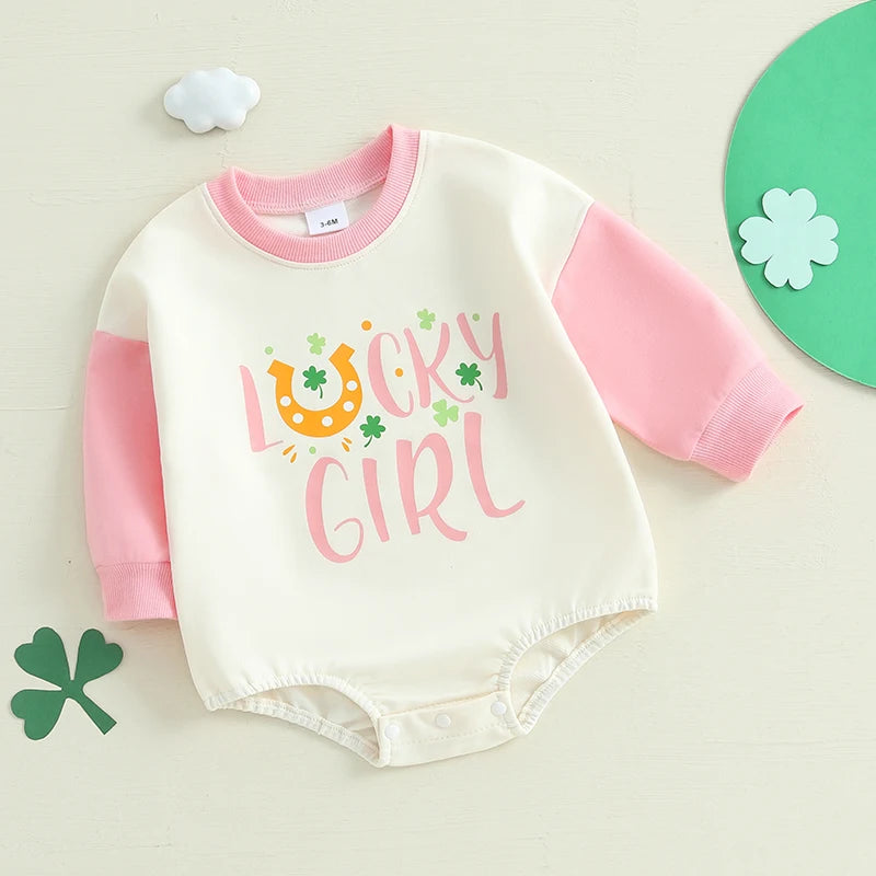 Guangdong Toddler Jumpsuit Clover Print St Patrick Day Romper