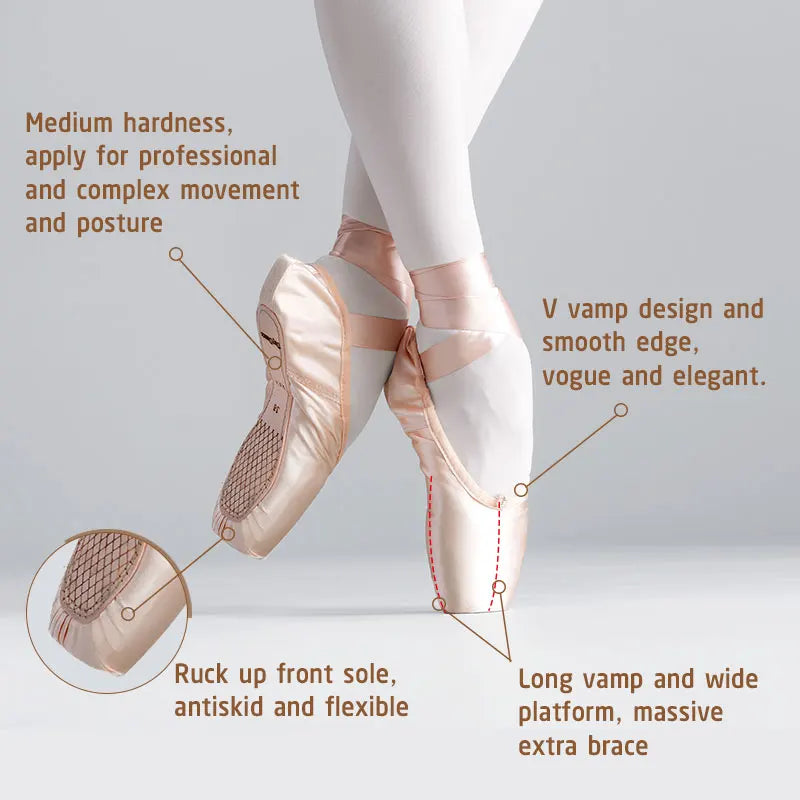 Daydance Satin Pointe Shoes For Ballet Practice Sessions