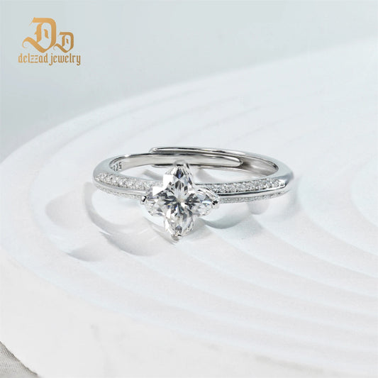 Delzzad Moissanite Ring 925 Sterling Silver For Women