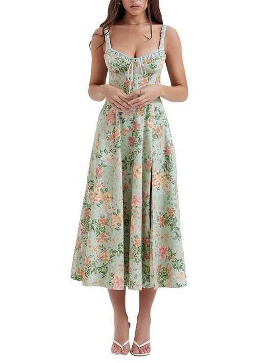 Women Summer Floral Print Backless Midi Dress for Every Occasion