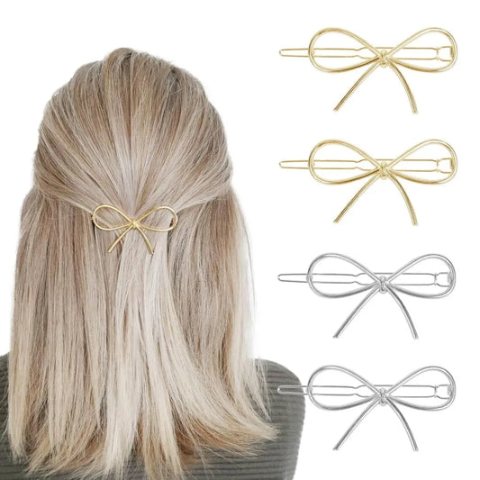 Minimalist Metal Hairpins With Chic Bows Gift For Women