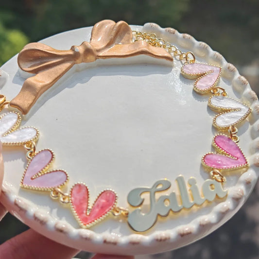 WinWinWinCN Heart Charms Custom Name Bracelet Necklace