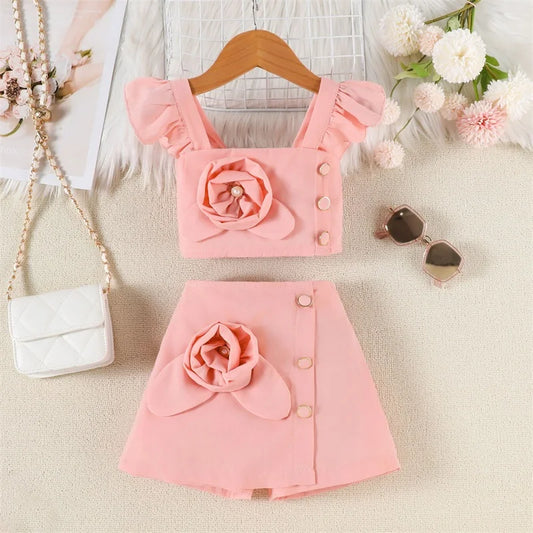 Adorable Baby Girl Summer 2 Piece Floral Top Skirt Set