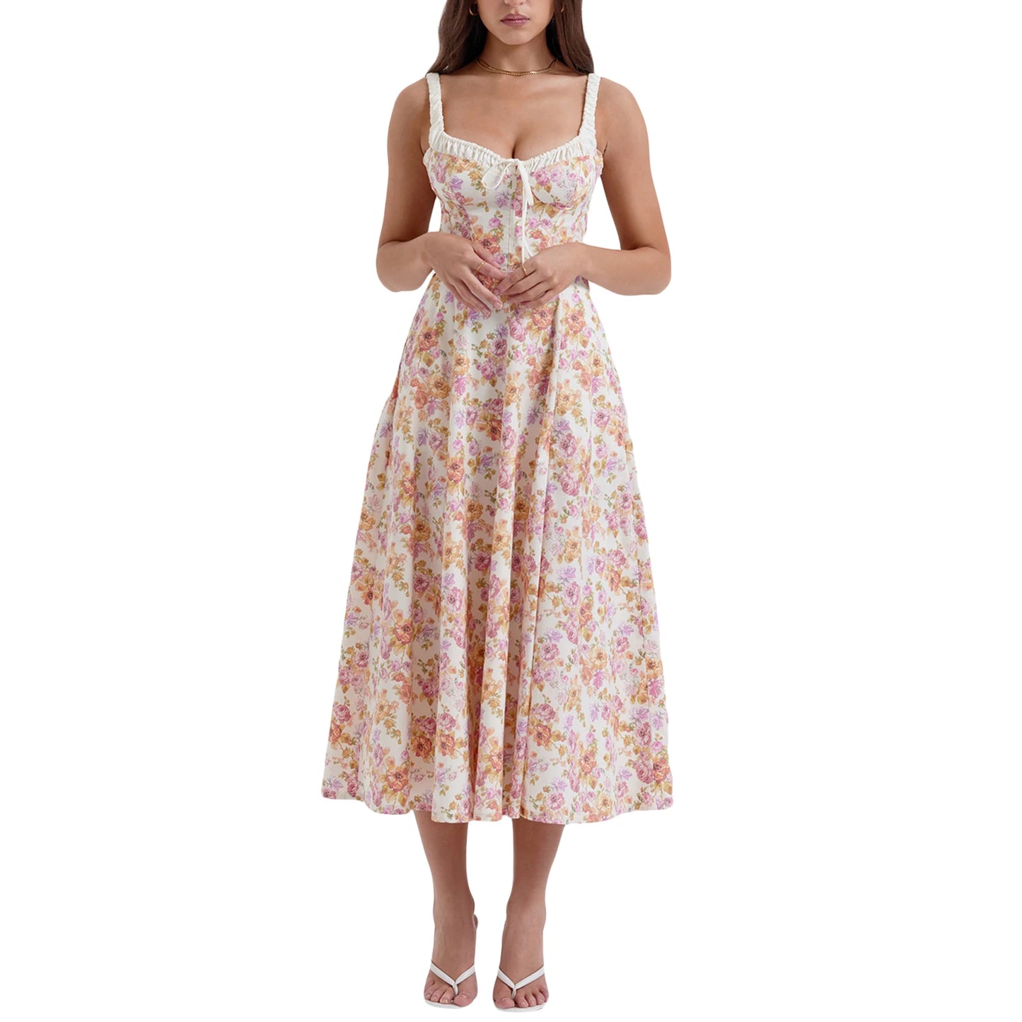 Women Summer Floral Print Backless Midi Dress for Every Occasion