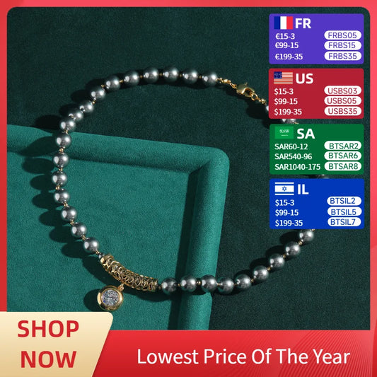 Love Green Pearl Necklace Zircon Pendant Designer Jewelry