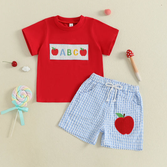 CN Guangdong Back to School Toddler Outfit Short Sleeve Set