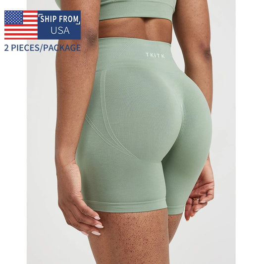 Newly listed price 2Pcs TKITK Women's Seamless Tight Gym Shorts Workout Yoga Fitness Comfortable Leggings