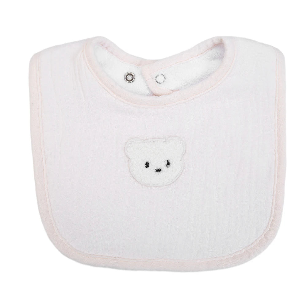Cute Bear Muslin Cotton Baby Bibs With Pockets Absorbent