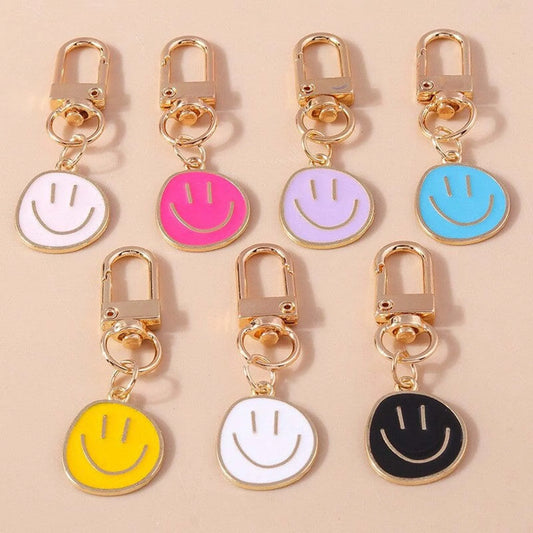 Button Smile Face Keychain Charms For Women Gift Bag
