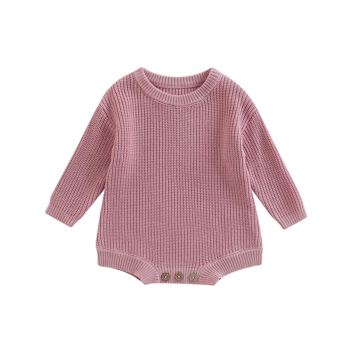 Infant Knit Jumpsuit with Long Sleeves and Round Neckline Solid Color Baby Romper Sweater Bodysuit for Cozy Outfit