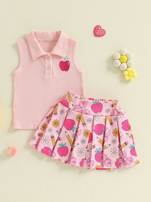 Fashion Hub and More Girls Embroidered Apple Tank Outfit