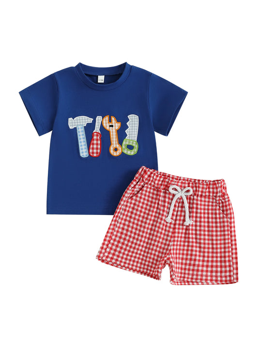 Guangdong CN Baby Boys Summer Outfit Set Animal Embroidery