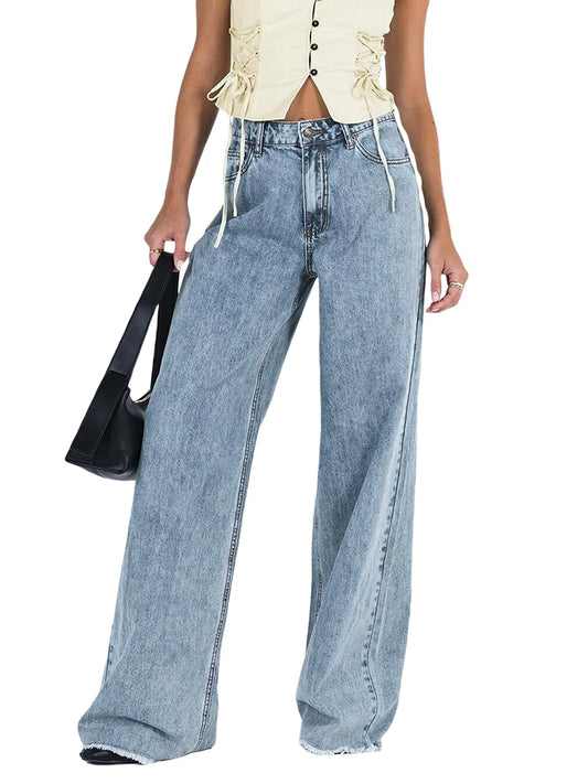 Hirigin Women Wide Leg Jeans Casual Loose Trousers