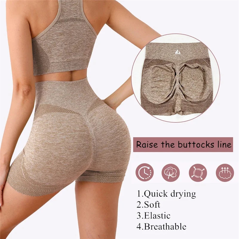 Seamless Women Yoga Set Long Sleeve Crop Top Leggings