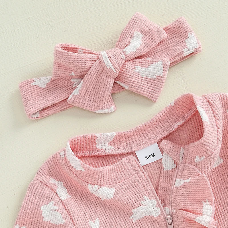 Infant Bunny Footed Romper And Headband Easter Set