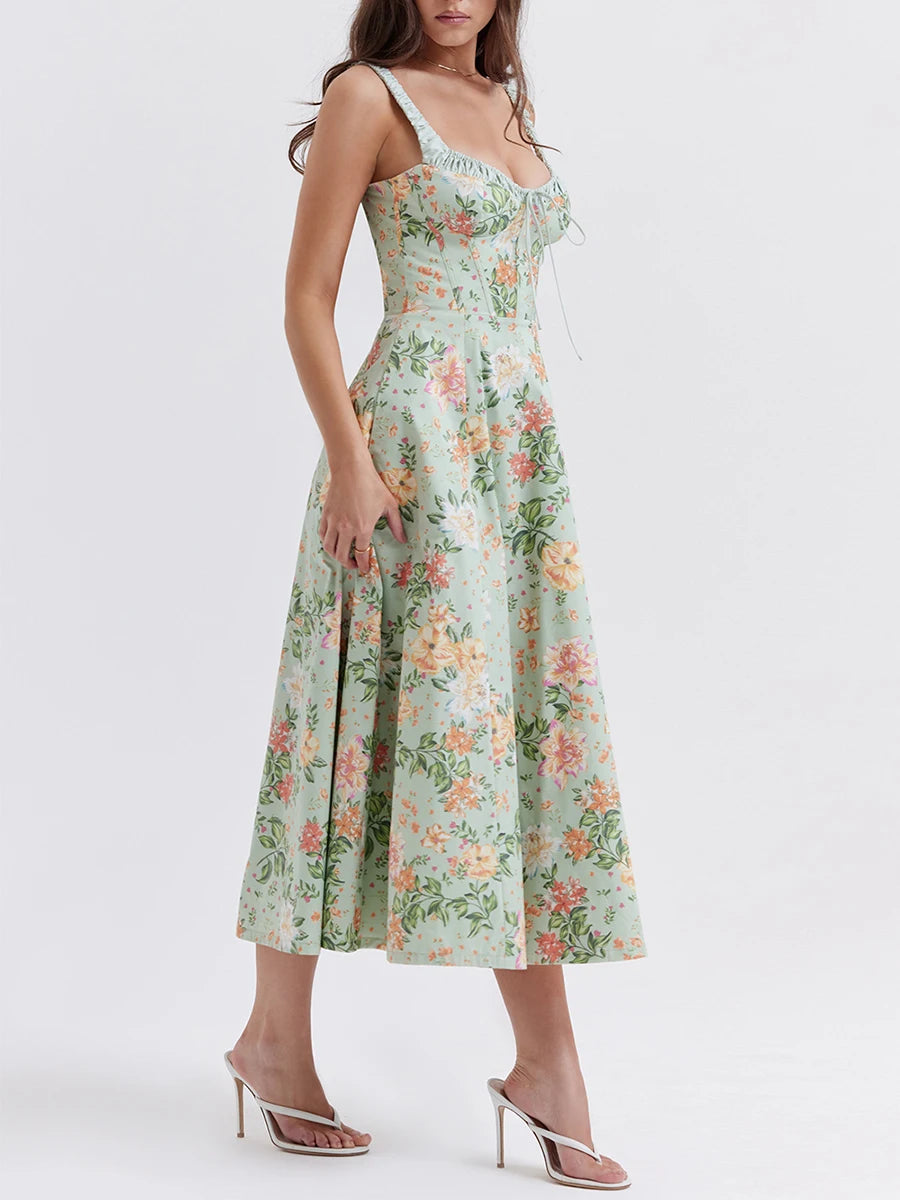 Women Summer Floral Print Backless Midi Dress for Every Occasion