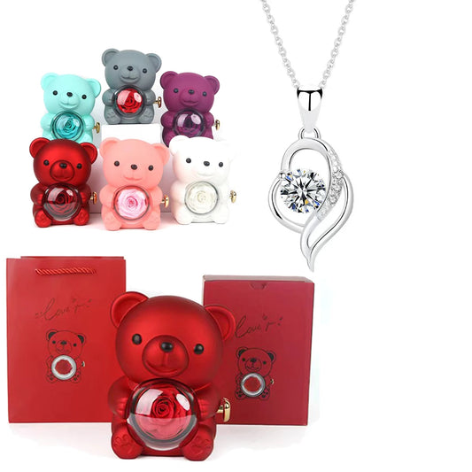 Fashion Hub Zircon Bear Pendant Necklace Gift For Women