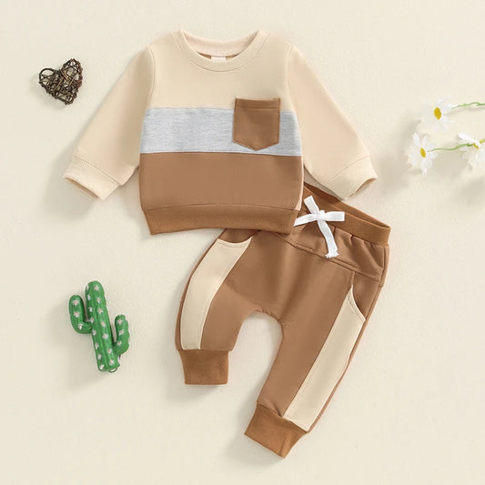Pudcoco Toddler Boy Hooded Sweatshirt and Jogger Pants Set