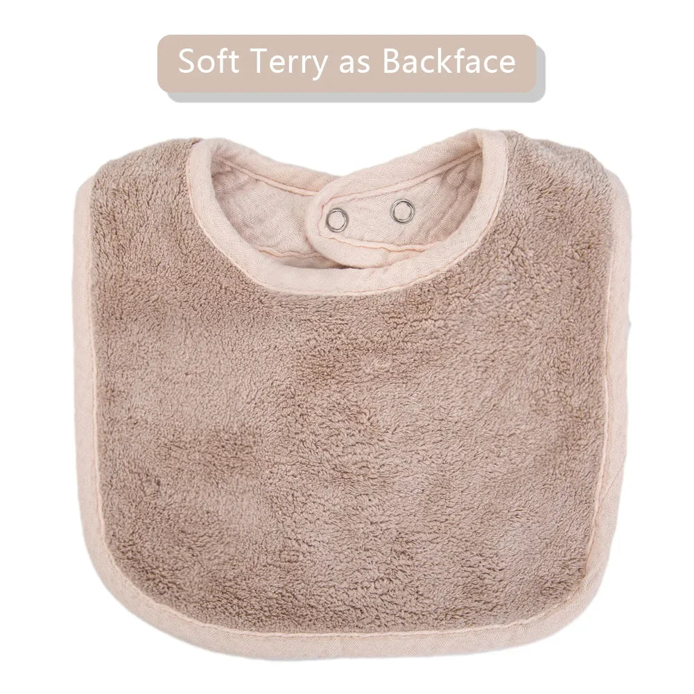 Cute Bear Muslin Cotton Baby Bibs With Pockets Absorbent