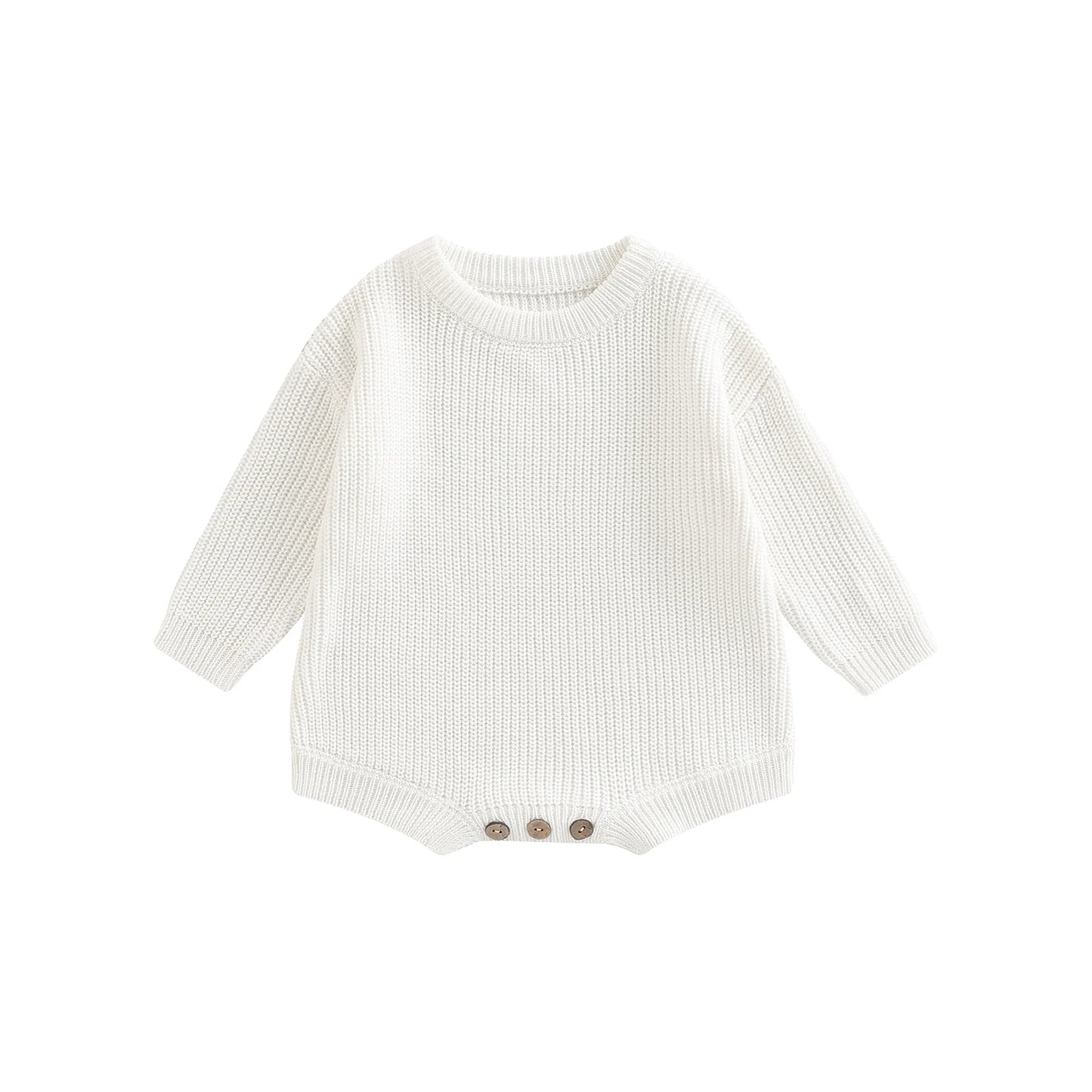 Infant Knit Jumpsuit with Long Sleeves and Round Neckline Solid Color Baby Romper Sweater Bodysuit for Cozy Outfit