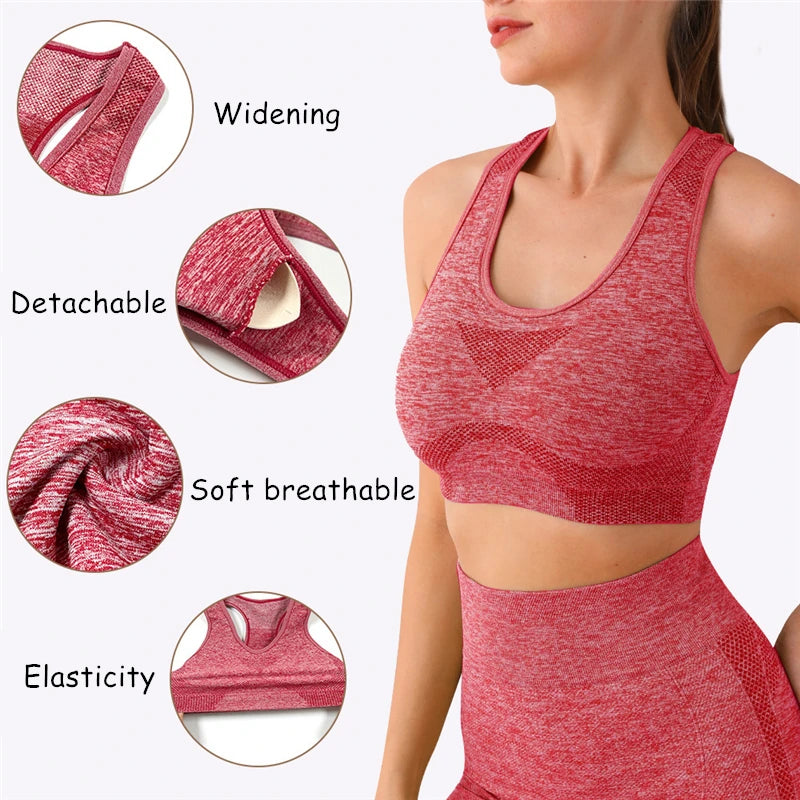 Seamless Women Yoga Set Long Sleeve Crop Top Leggings