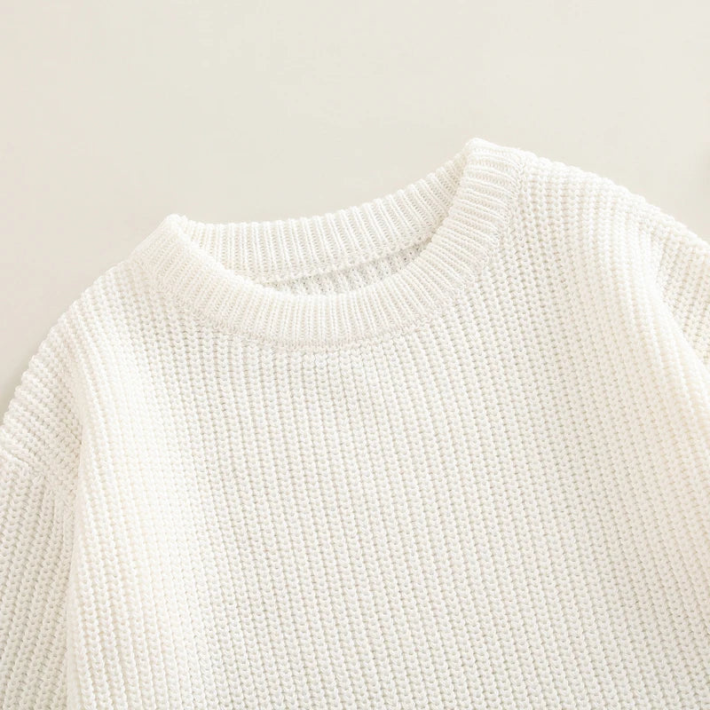 Infant Knit Jumpsuit with Long Sleeves and Round Neckline Solid Color Baby Romper Sweater Bodysuit for Cozy Outfit