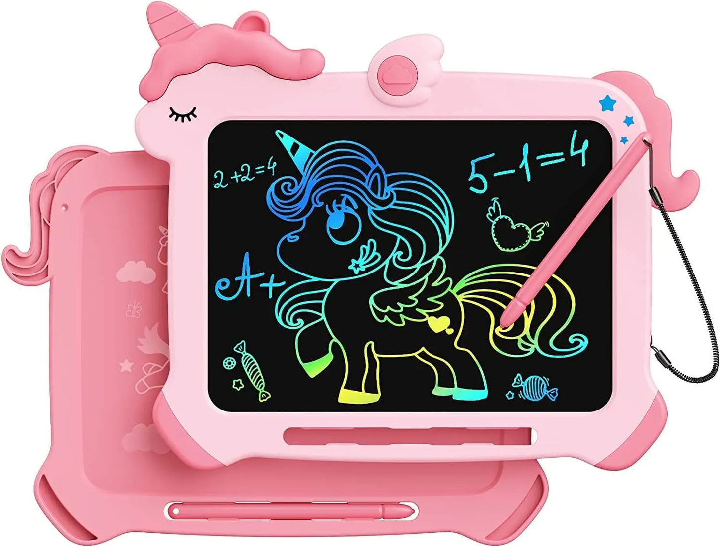 Unicorn LCD Writing Tablet for Kids, 8.5-inch Mess-Free Drawing Pad, Eye Protection Screen, Reusable Doodle Board for 3-7 Year