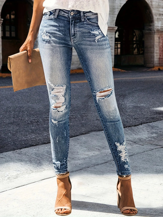 Women's High Waisted Ripped Jeans by Suita