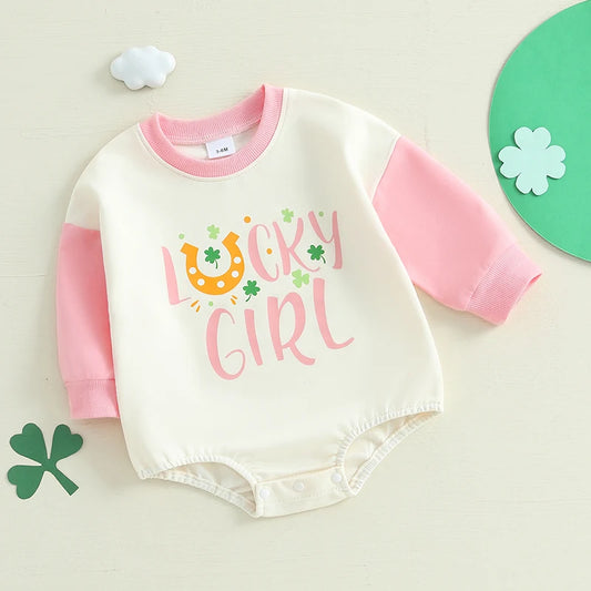 Guangdong Toddler Jumpsuit Clover Print St Patrick Day Romper